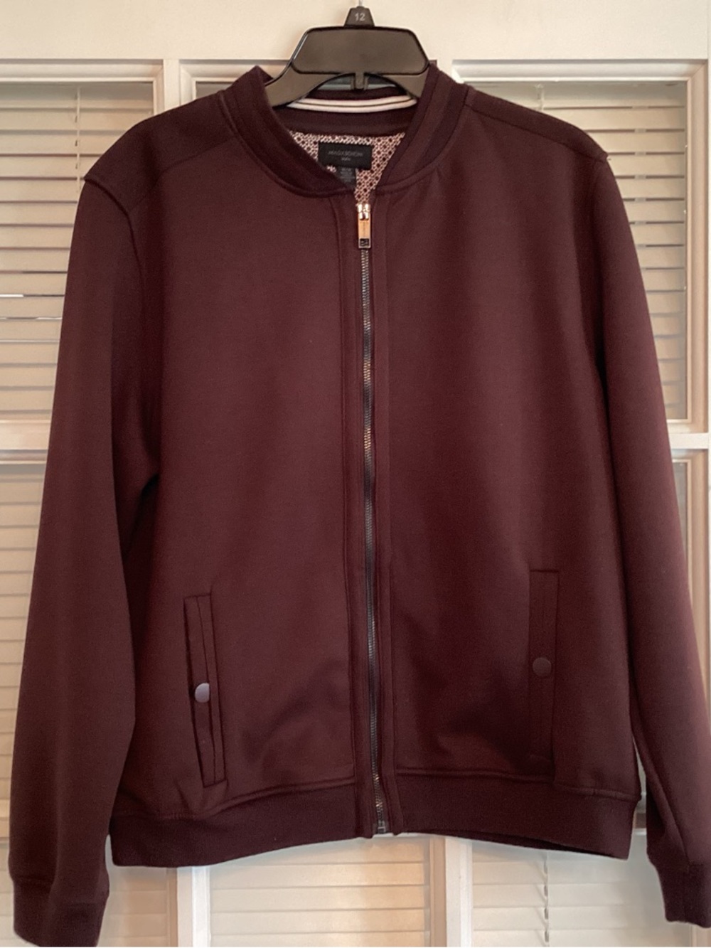 Magaschoni Men's Bomber Jacket in Deep Burgundy